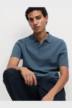 Marks & Spencer Mens Cotton Rich Textured Knitted Polo Shirt