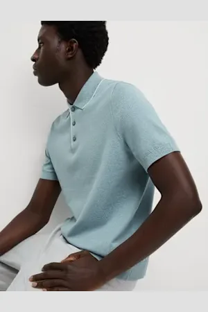 Marks & Spencer Mens Cotton Rich Knitted Polo Shirt