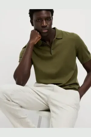 Marks & Spencer Mens Cotton Rich Knitted Polo Shirt