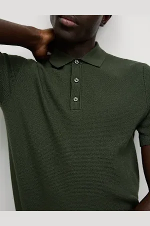 Marks & Spencer Mens Cotton Rich Textured Knitted Polo Shirt