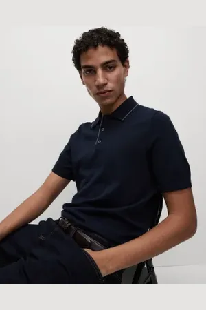 Marks & Spencer Mens Cotton Rich Knitted Polo Shirt