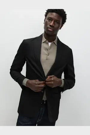 Marks & Spencer Mens Tailored Fit Cotton Rich Laundered Jacket