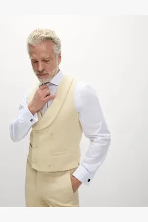Marks & Spencer Mens Wool Rich Tweed Double Breasted Waistcoat