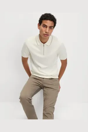 Marks & Spencer Mens Cotton Rich Half Zip Knitted Polo Shirt