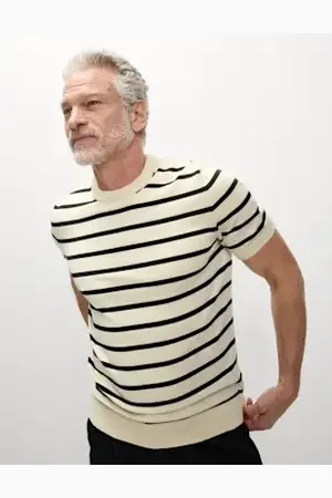 Marks & Spencer Mens Cotton Rich Striped Knitted T-Shirt