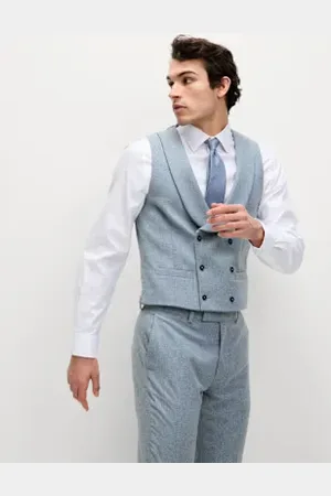 Marks & Spencer Mens Wool Rich Tweed Double Breasted Waistcoat