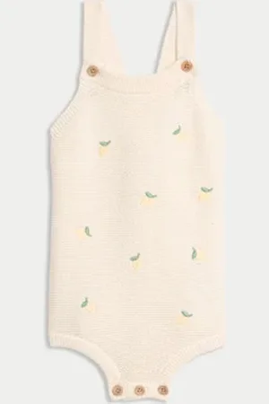 Marks & Spencer Unisex,Boys,Girls Pure Cotton Knitted Lemon Dungarees (7lbs-12 Mths)