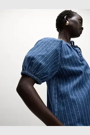 Marks & Spencer Womens Pure Cotton Striped Denim Top