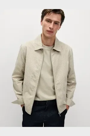 Marks & Spencer Mens Cotton Rich Striped Harrington Jacket