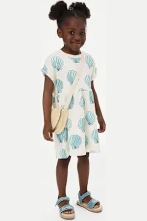 Marks & Spencer Girls Cotton Rich Printed T-Shirt Dress (2-8 Yrs)