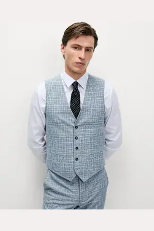 Marks & Spencer Mens Slim Fit Check Waistcoat