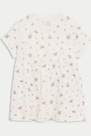 Marks & Spencer Girls Jersey Ditsy Floral Dress (0-3 Yrs)