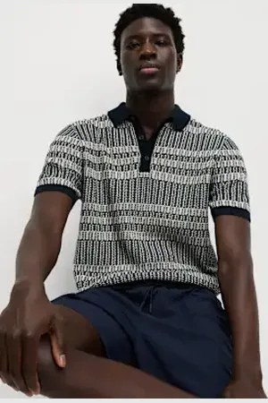 Marks & Spencer Mens Pure Cotton Striped Knitted Polo Shirt