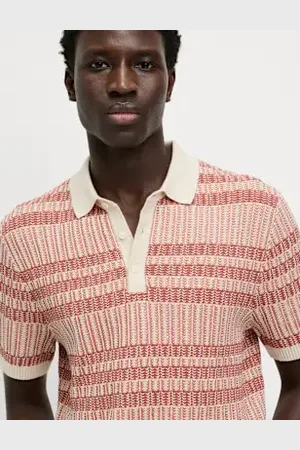 Marks & Spencer Mens Pure Cotton Striped Knitted Polo Shirt