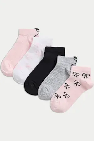 Marks & Spencer Girls 5pk Cotton Rich Trainer Liners™ (6 Small - 7 Large)