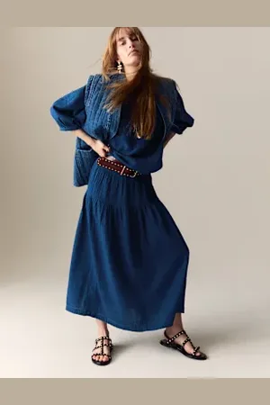 Per Una Womens Pure Cotton Midaxi Tiered Skirt