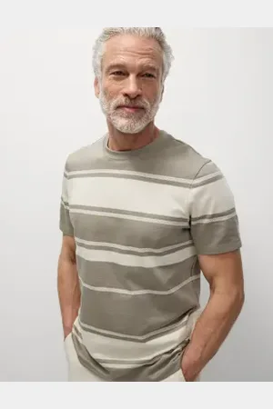 Marks & Spencer Mens Pure Cotton Striped T-Shirt