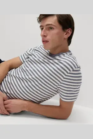 Marks & Spencer Mens Pure Cotton Striped T-Shirt