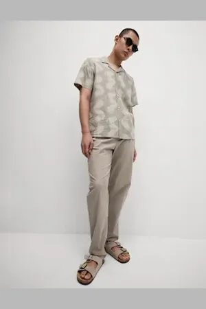 Marks & Spencer Mens Loose Fit Cotton Linen Blend Elasticated Trousers