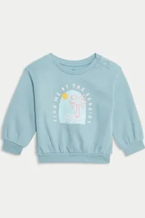 Marks & Spencer Girls Cotton Rich Seaside Sweatshirt (0-3 Yrs)