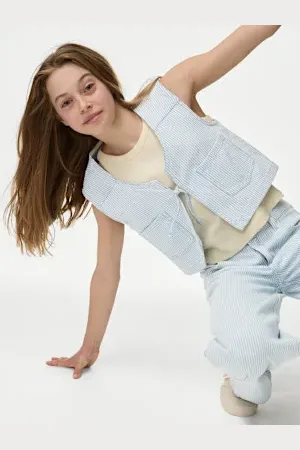 Marks & Spencer Girls Denim Striped Waistcoat (6-16 Yrs)