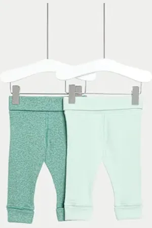 Marks & Spencer Unisex,Boys,Girls 2pk Cotton Rich Waffle Leggings (6½lbs-3 Yrs)