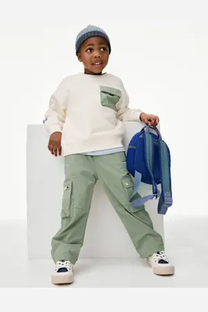 Marks & Spencer Boys Elasticated Waist Cargo Trousers (2-8 Yrs)