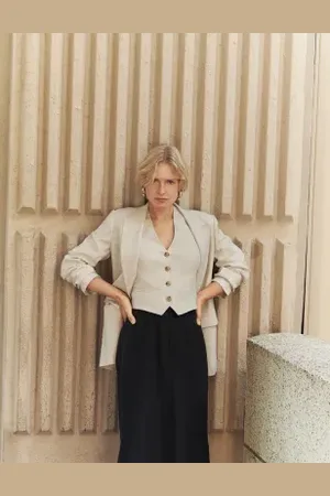Marks & Spencer Womens Linen Blend Tailored Waistcoat