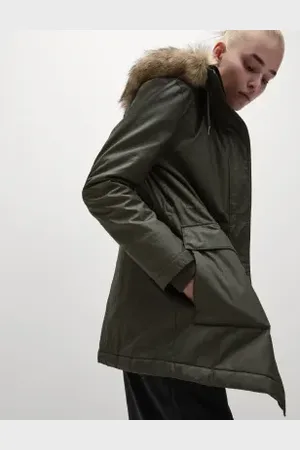 Marks & Spencer Womens Stormwear™ Waxed Faux Fur Lined Hooded Parka