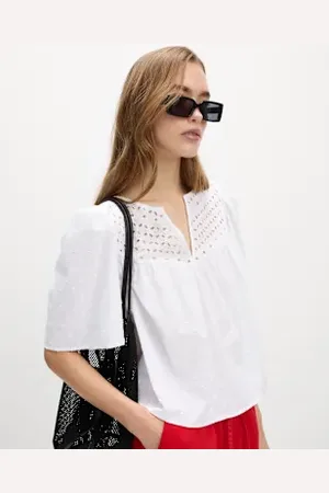Marks & Spencer Womens Pure Cotton Broderie Textured Blouse