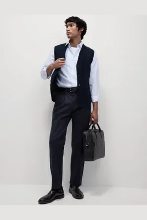 Marks & Spencer Mens Cotton Rich Textured V-Neck Knitted Waistcoat