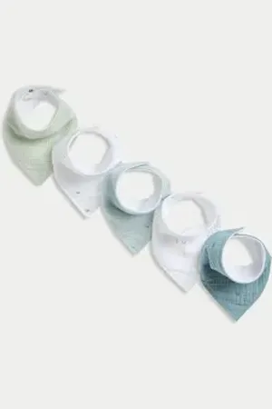 Marks & Spencer Boys 5pk Pure Cotton Whale Dribble Bibs