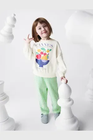 Marks & Spencer Girls,Unisex,Boys Cotton Rich Cannes Slogan Sweatshirt (2-16 Yrs)