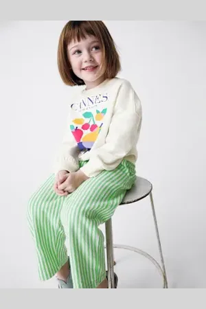 Marks & Spencer Girls Relaxed Pure Cotton Striped Trousers (2-8 Yrs)