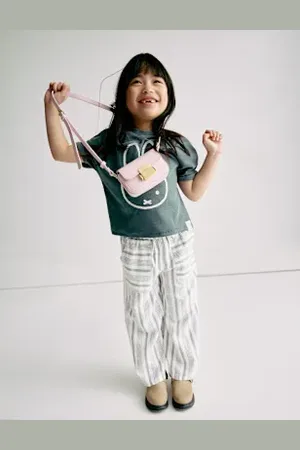 Marks & Spencer Girls Linen Rich Striped Trousers (2-16 Yrs)