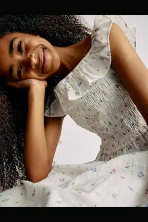 Marks & Spencer Girls Pure Cotton Shirred Floral Print Dress (6-16 Yrs)