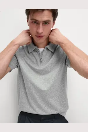 Marks & Spencer Mens Oversized Fit Cotton Rich Textured Polo Shirt
