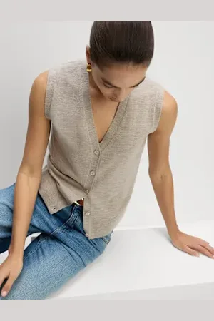Marks & Spencer Womens Pure Merino Wool Knitted Waistcoat
