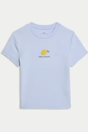 Marks & Spencer Girls Cotton Rich Fitted Slogan T-Shirt (2-16 Yrs)