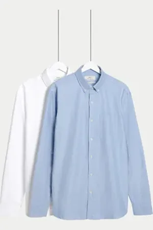 Marks & Spencer Mens The Ultimate 2pk Regular Fit Pure Cotton Oxford Shirts