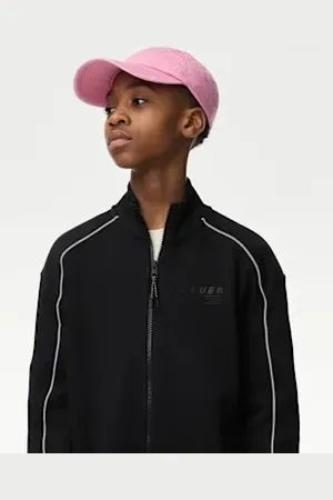 Marks & Spencer Boys Cotton Rich Zip Through Track Sweatshirt (6-16 Yrs)