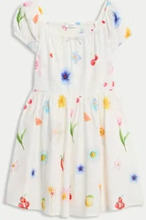 Marks & Spencer Girls Pure Cotton Floral Dress (6-16 Yrs)