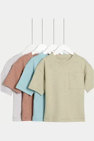 Marks & Spencer Boys 4pk Cotton Rich Textured T-Shirts (2-8 Yrs)
