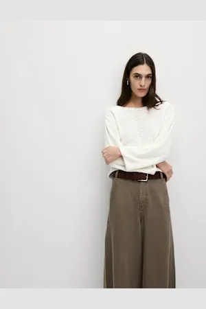 Marks & Spencer Womens Cotton Blend Textured Crew Neck Jumper