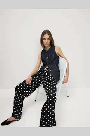 Marks & Spencer Womens Print Wide Leg Trousers