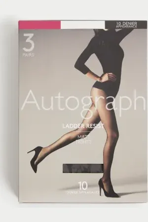 Autograph Womens 3pk 10 Denier Ladder Resist Matt Tights