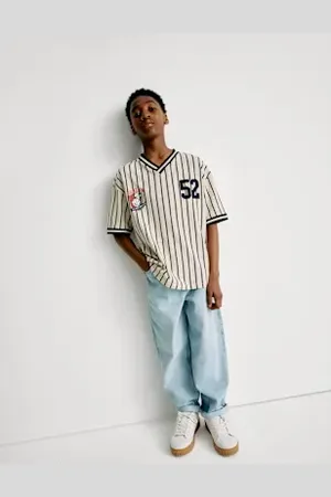 Marks & Spencer Boys Pure Cotton Striped Baseball T-Shirt (6-16 Yrs)
