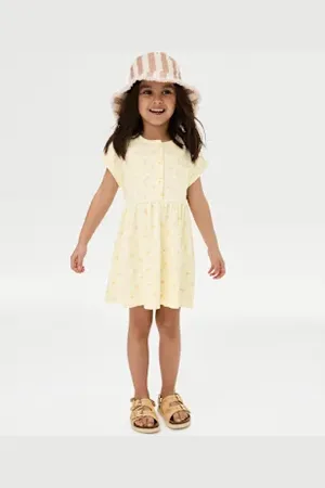 Marks & Spencer Girls Cotton Rich Jersey Ditsy Floral Dress (2-8 Yrs)