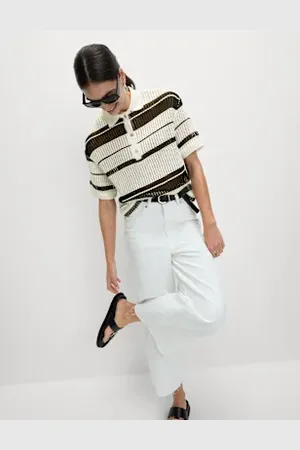 Marks & Spencer Womens Cotton Rich Striped Textured Resort Top