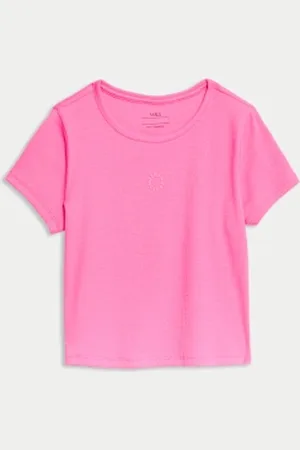 Marks & Spencer Girls Cotton Rich Ribbed T-Shirt (2-16 Yrs)
